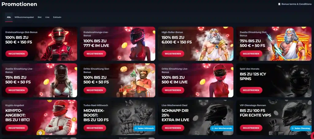 Winorio Casino Promotionen Übersicht mit Einzahlungsboni Krypto Angebot und wöchentlichen Aktionen